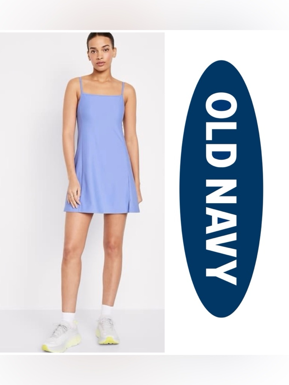 Old Navy PowerSoft Cami Athletic Dress Light Blue Active NWT Built in Shorts L